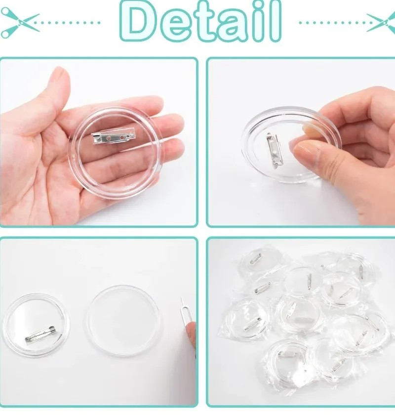 30pcs acrylic blank badge pin  - огляд і ціна Button Badge Blank