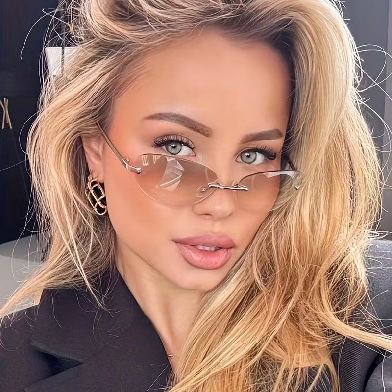 Rimless Oval Sunglasses Women  - огляд і ціна Metal Photo Panel