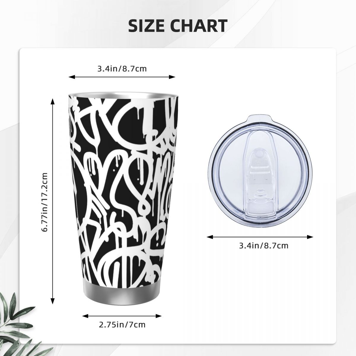Black And White Graffiti Stain - огляд і ціна Tumbler 20Oz White