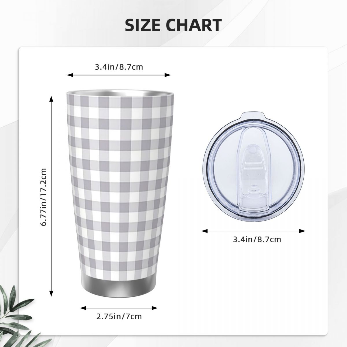 Gray And White Gingham Stainle - огляд і ціна Tumbler 20Oz White
